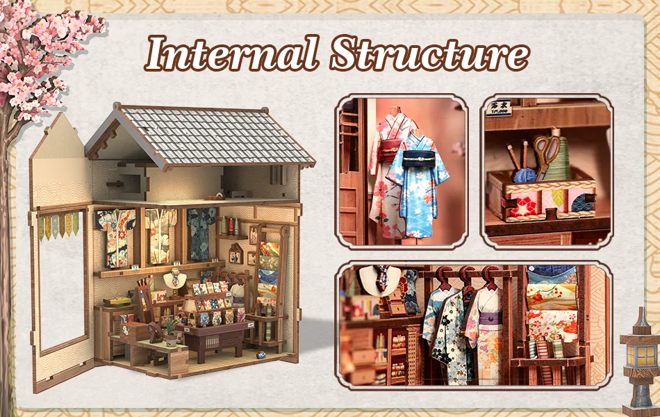 CUTEBEE DIY Book Nook Kit Japanese Sakura 3D Puzzle Dollhouse for Bookshelf Unique Craft Gift for Book Lover Christmas Miniature