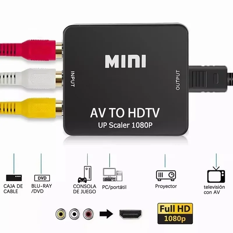 AV RCA to HDTV Adapter HDMI-compatible to AV Adapter AV to HDTV Converter HDTV2AV Video Composite Converter For Xbox 360 DVD PS3