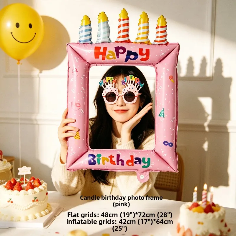 Ins Wind Internet-Promi-Fotorahmen, bedruckter Ballon, Happy Birthday Gruppenfoto-Requisiten, Feiertagsparty Aluminiumfolien-Dekoration – Detail 5