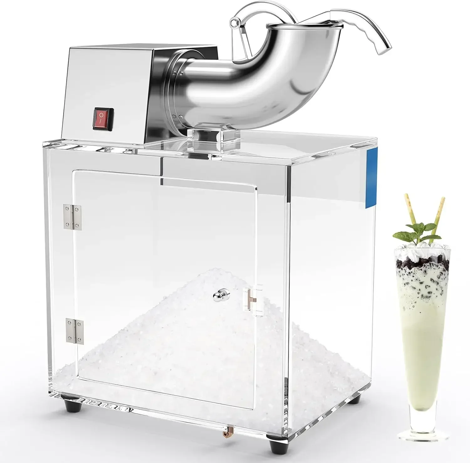 Máquina de hielo raspado comercial COSTWAY, trituradora de hielo de acero inoxidable de 440 libras/H con interruptor de encendido/apagado de seguridad