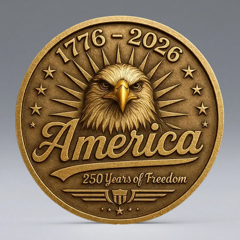 عملة تذكارية للذكرى الـ 250 للولايات المتحدة مطلية بالذهب 1776-2026 عملة أمريكية