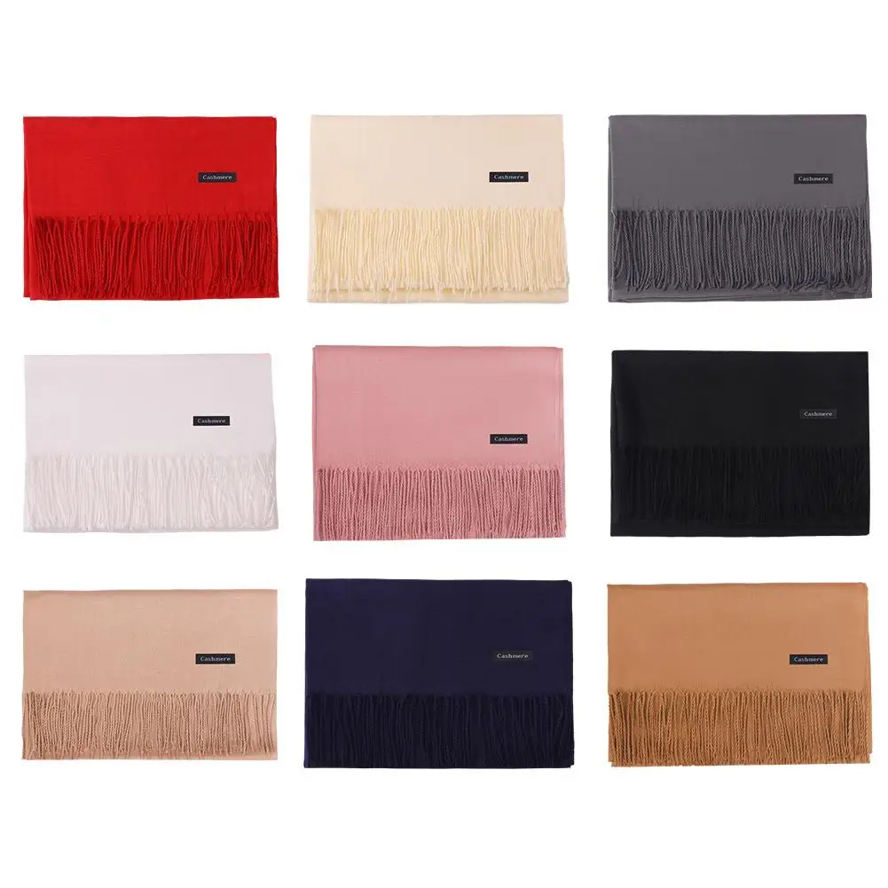 Black Scarf Cashmere Woman Wool Ladies Scarf Warm Checkered Scarf Women's Winter Scarves for Ladies Unisex Bandana Head Scarf