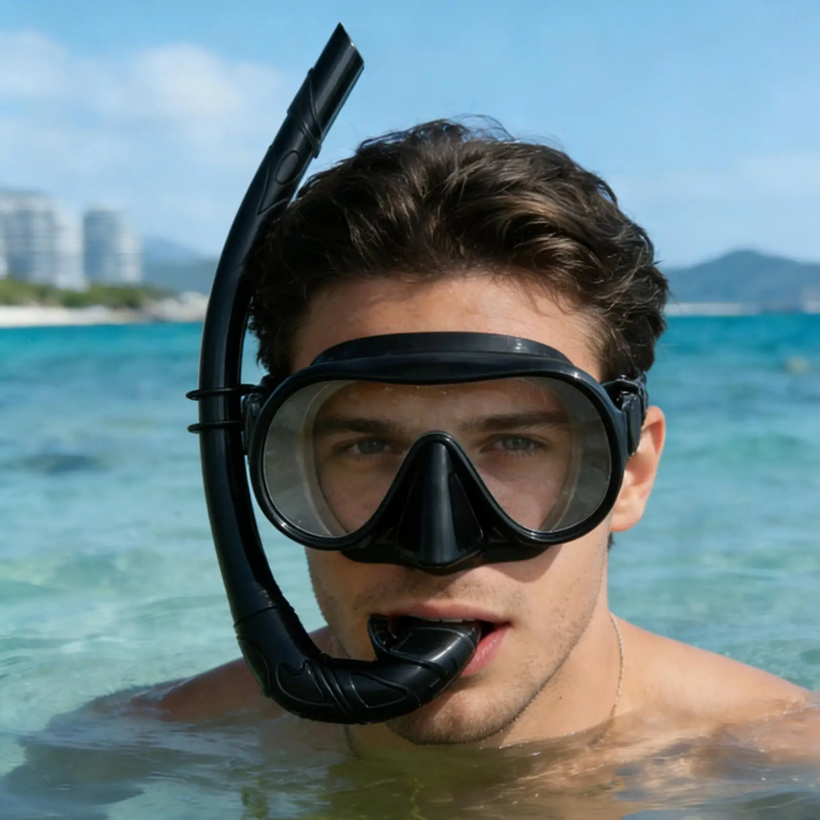 

Snorkeling Gear for Adults Anti-Leak Panoramic View Masque With Box And Adjustable Strap Foldable Snorkel Set for Training