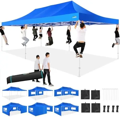 

13x26 Heavy Duty Pop Up Canopy with 6 Sidewalls Party Tent Outdoor Wedding Large Event Tent with Roller Bag for Garden