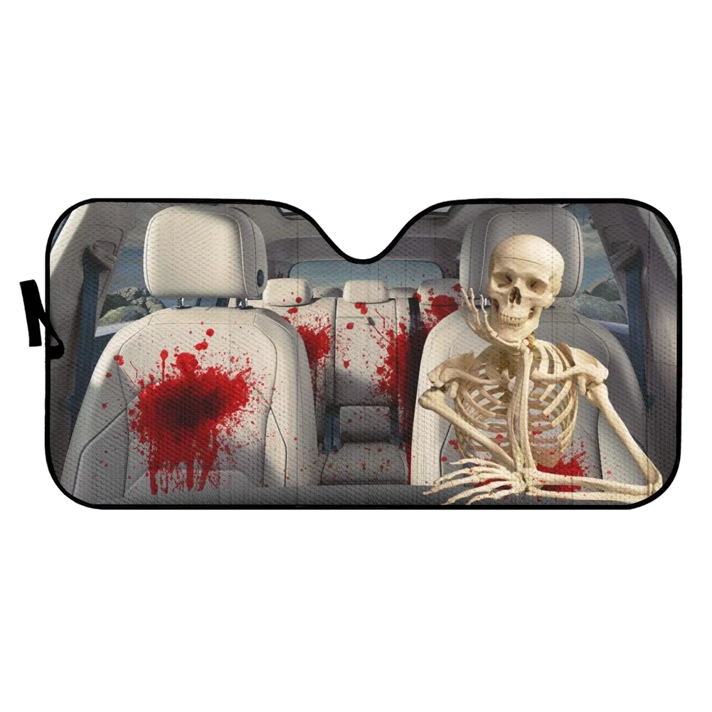 Universal Car Windshield Skull Pattern Fashion Auto Interior Accessories Foldable UV Protect Front Window Sunshade