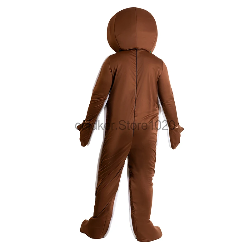 2024 Volwassen Peperkoek Man Cosplay Kostuum Voor Mannen Fancy Bruine Eendelige Jumpsuits Pak Nieuwjaar Kerstfeest Outfits