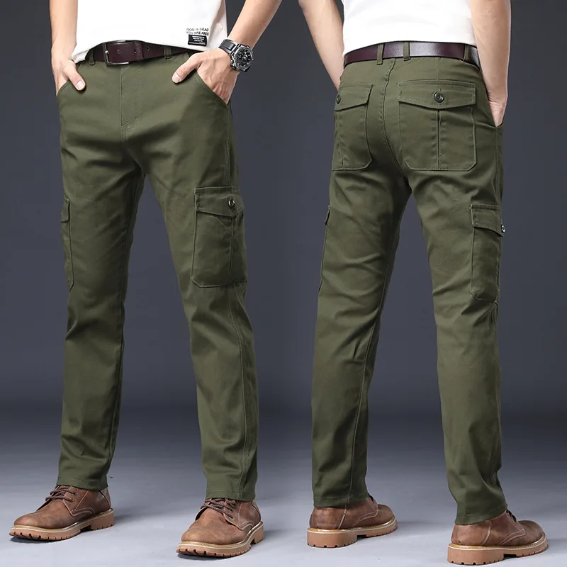 2023ใหม่ผู้ชายกางเกงหลวมกางเกงยุทธวิธีกางเกง Multi-Pocket Casual กางเกง Pantalon Homme ชายผ้าฝ้ายทหาร overalls