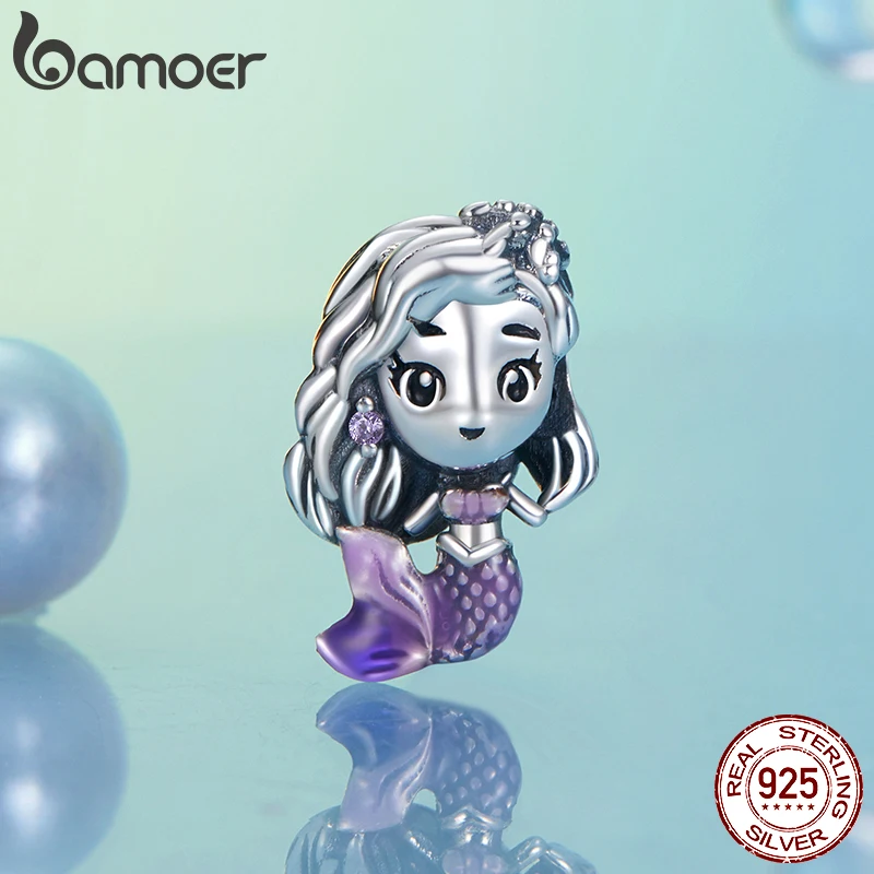 Bamoer Original 925 Sterling Silver Princess Charm Dreamlike Fairytale Bead Mermaid for Women Bracelet DIY Fine Jewelry Gifts - Image 3