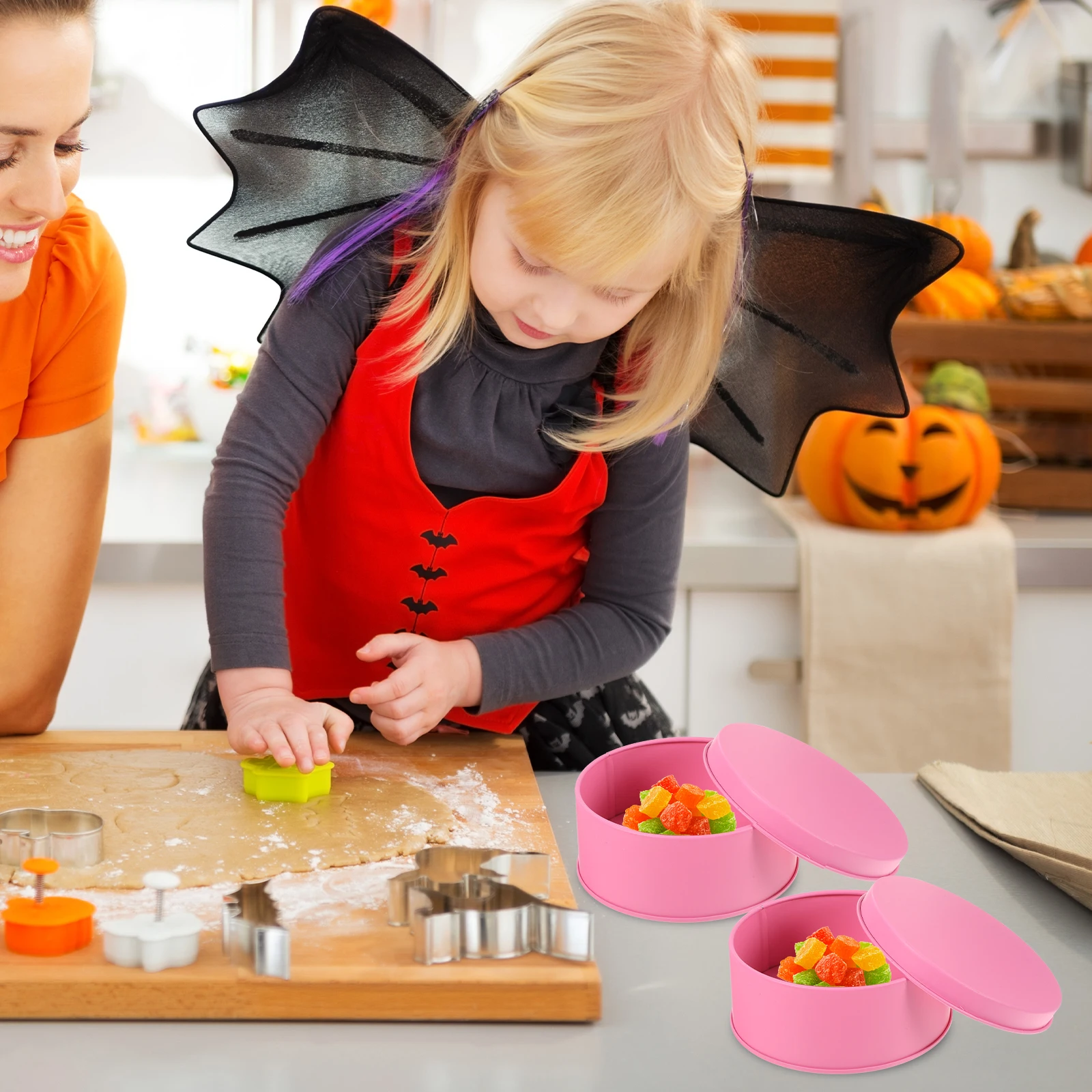 

6 Pcs Large Capacity Gift Packaging Storage Boxes Pink Tinplate Cookie Containers Candy Tins Airtight Metal Biscuit Organizer