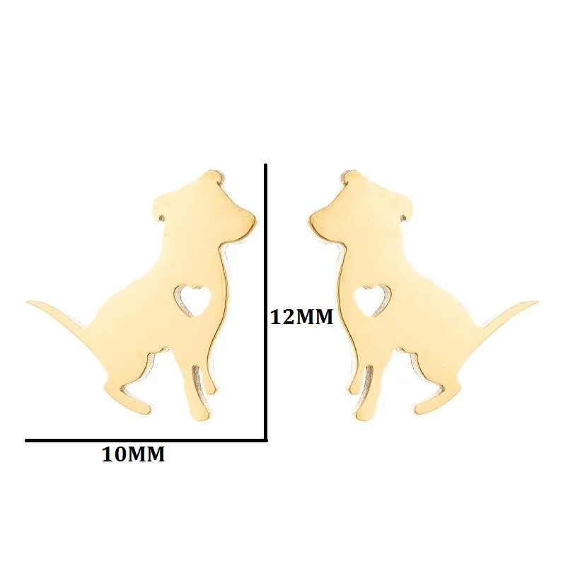 Fashion New Stainless Steel Small Animal Girl Simple Pet Cat Cute Dog Earrings Ear Stud Jewelry Gift Wholesale