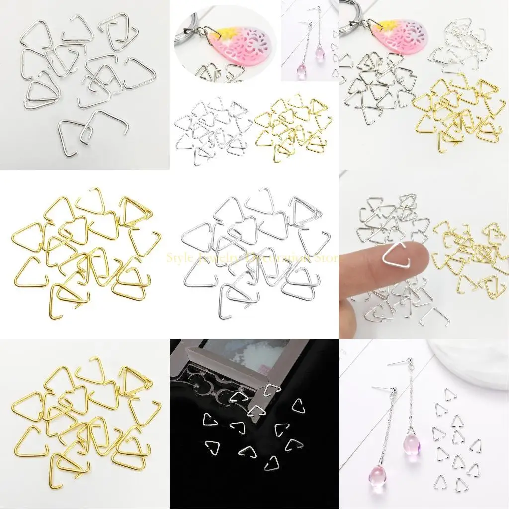 

D46E 100X for Triangle Open Jump Rings Pinch Bails Pendant Accessory Bulk for DIY Ear
