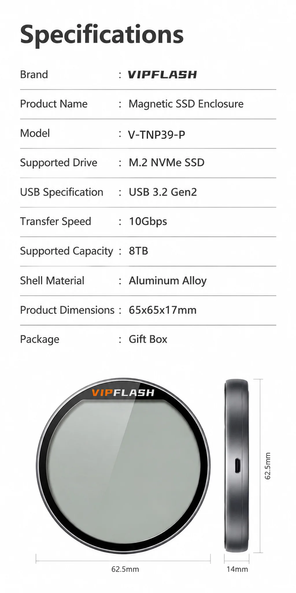 2230 2242 M.2 NVMe SSD-Gehäuse USB 3.2 Gen 2 10Gbps zu NVMe PCI-E M.2 SSD-Gehäuse Externe SSD für Laptop iPhone 16 Pro iPad – Detail 11