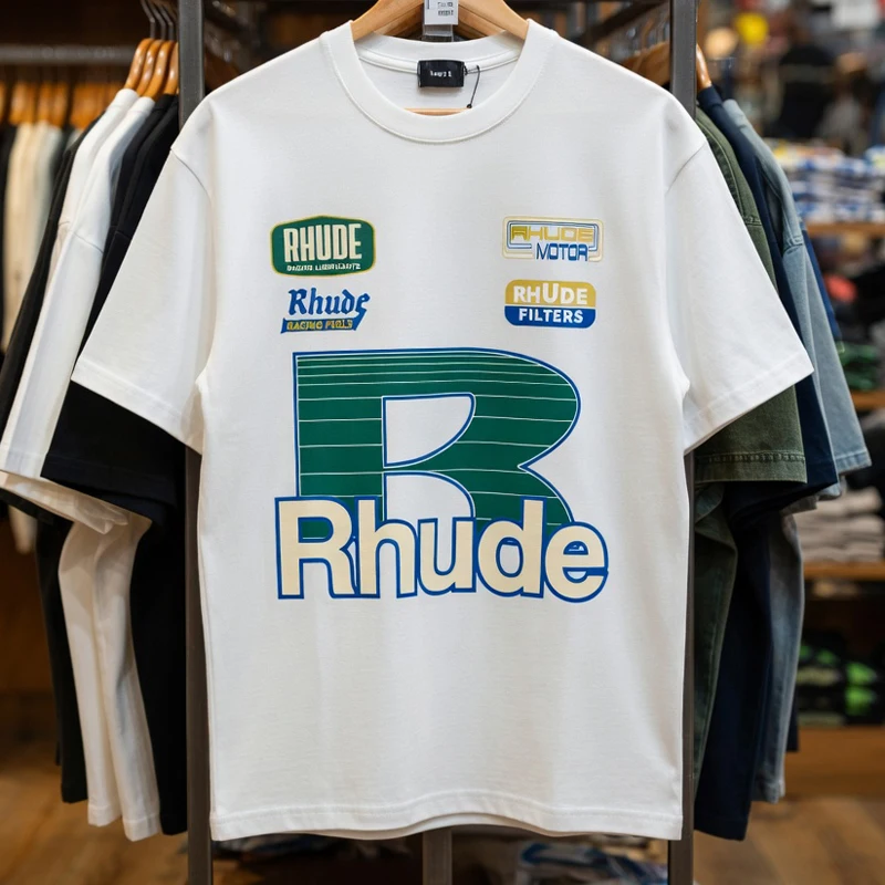 Streetwear Trend Rhude T-shirt Casual logo print korte mouw zomer heren dames hoge kwaliteit katoenen top tee - afbeelding 2