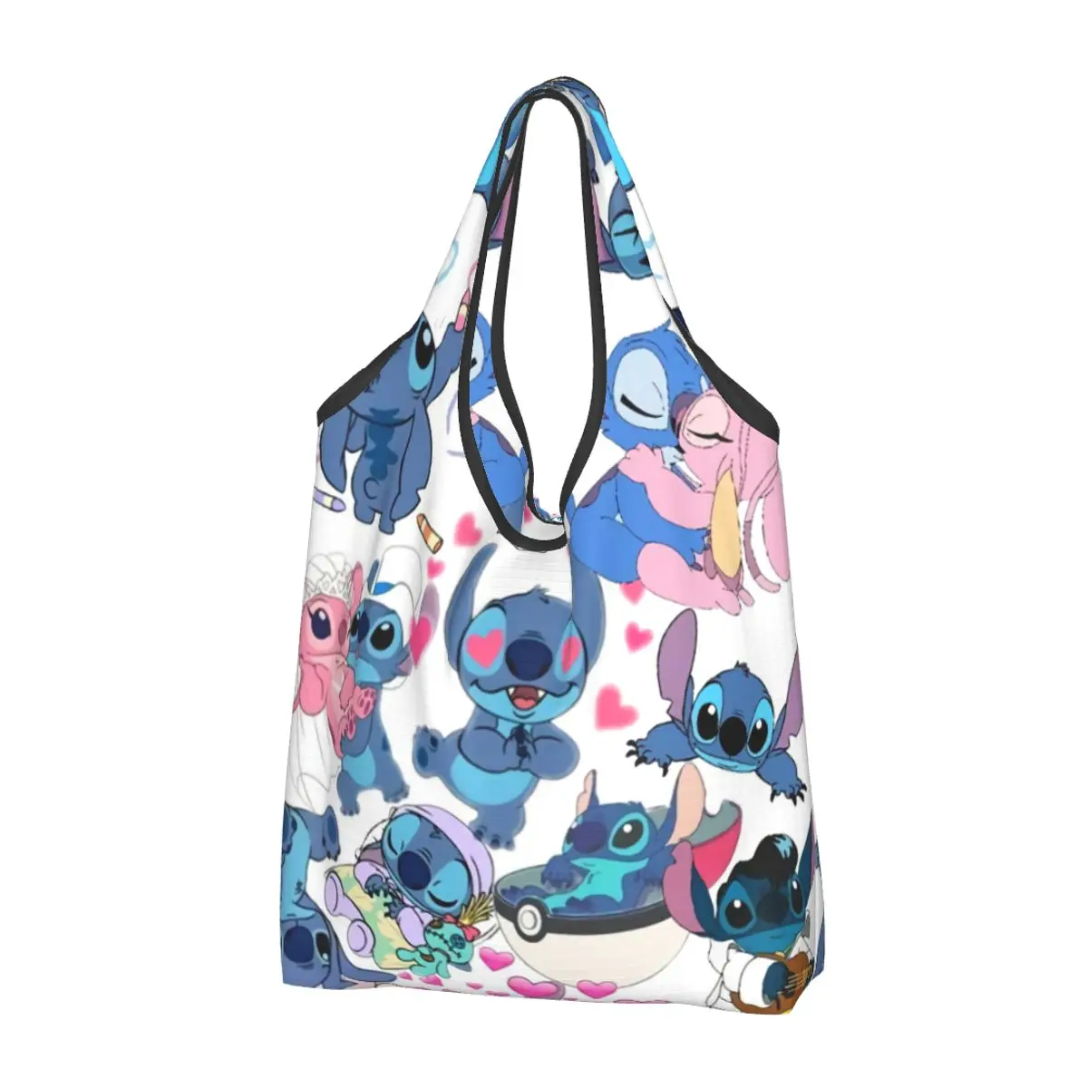 

Custom Fashion Stitch Anime Love Cartoon Shopping Tote Bags Portable Grocery Shopper Shoulder Bag