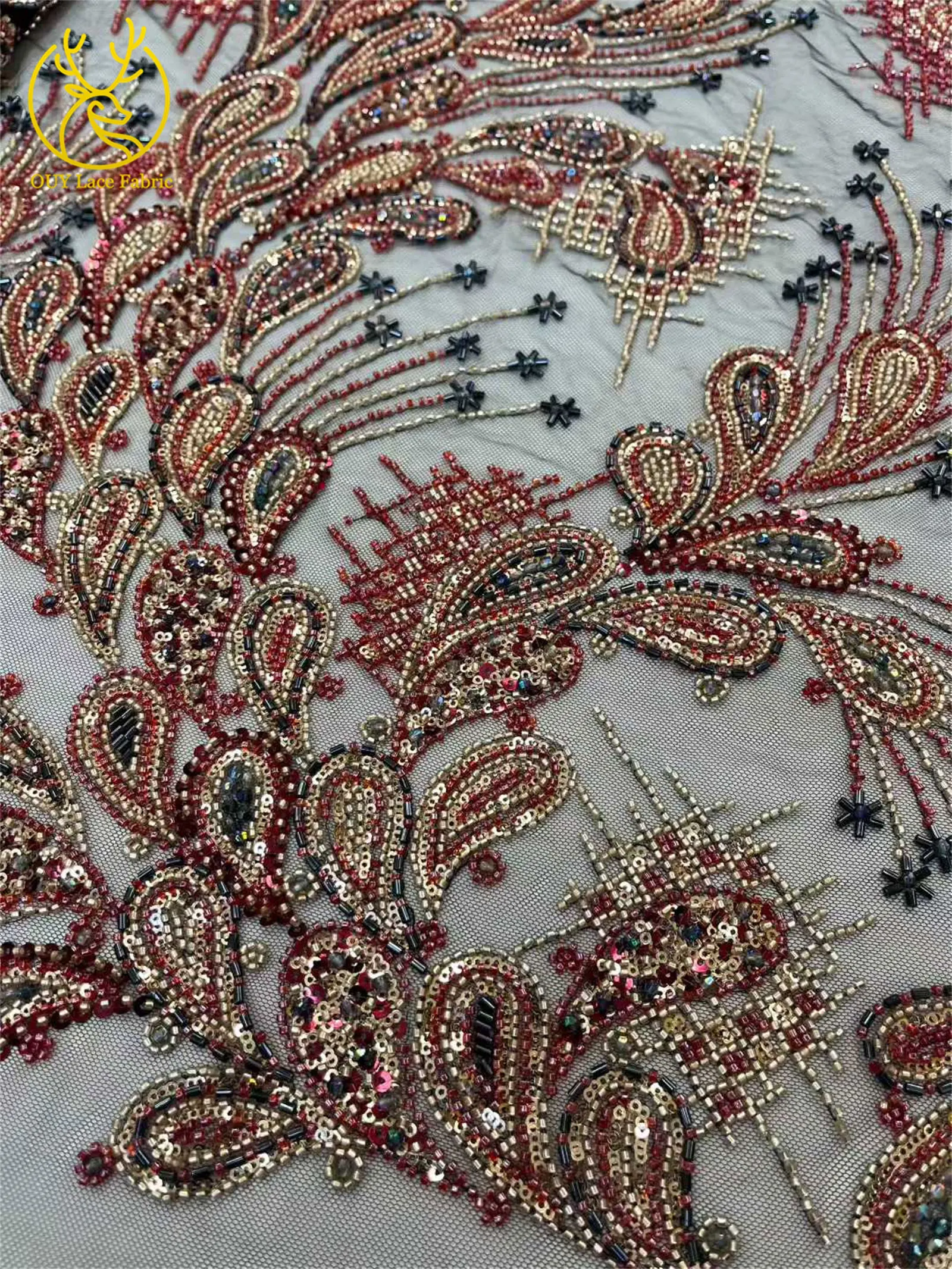 Luxury Exquisite 2025 African Nigerian Sequins Tulle Lace Fabric 5 Yards French Beading Embroidery Wedding Party Dress Sewing