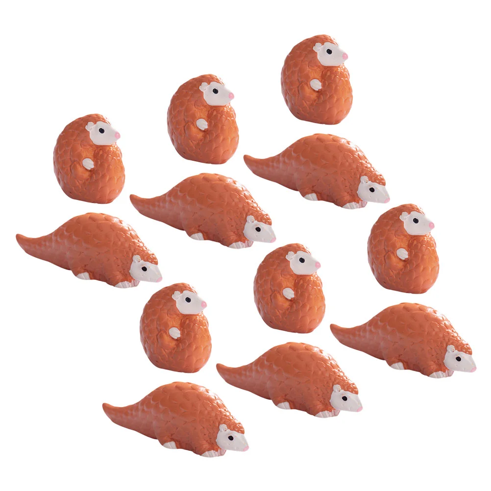 

12 Pcs Pangolin Ornaments Fairy Garden Accessories Jungle Animals Figures Mini Resin Statuette Tiny