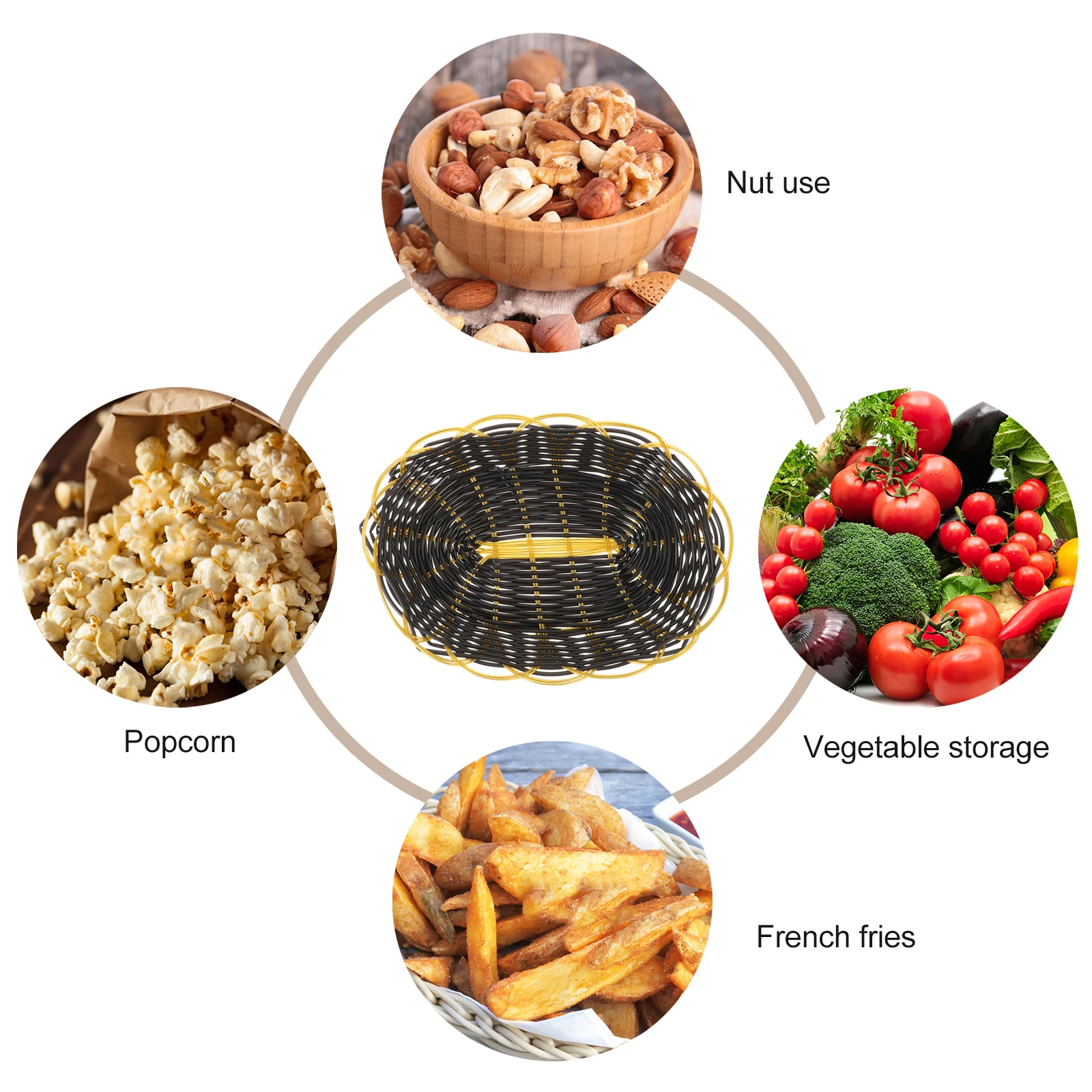 

6pcs Fast Food Baskets Plastic Storage Basket 20cm Elliptical Snack Tray Container French Fries Holder Food Serving Kitchen