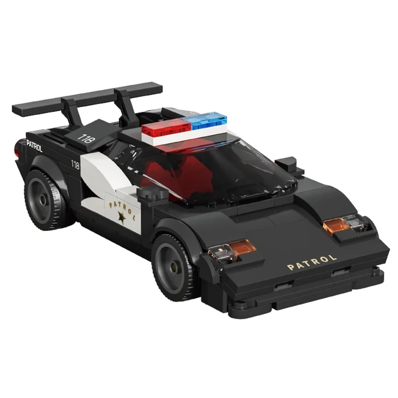 266PCS City Patrol Police Car Building Blocks DIY Model Kit Desktop Ornaments STEM Toy Holiday Gift for Kids Collectors MOC