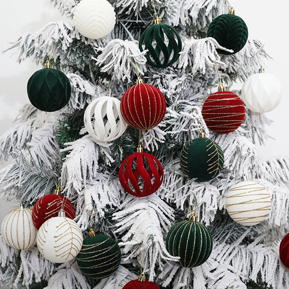 12PCS 6CM Christmas Ball Ornaments Tree Hanging Ball Decorations For Holiday Wedding Party New Year Hanging Decor