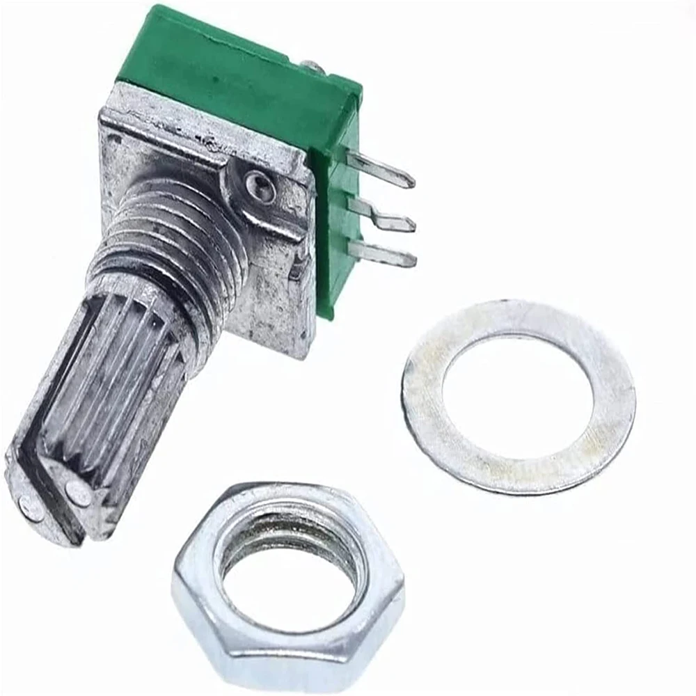 Potenciômetro industrial do interruptor, 15mm, 3Pin, B1K, 5K, 10K, 20K, 50K, 100K, 500K, RK097N, interruptor, eixo audio, 5 PCes