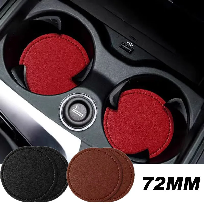 2pcs Leather Car Cup Holder Insert Pad Emblem Coaster Anti-Slip Mat For Ford Chevrolet Volkswagen Mercedes Benz AUDI BMW