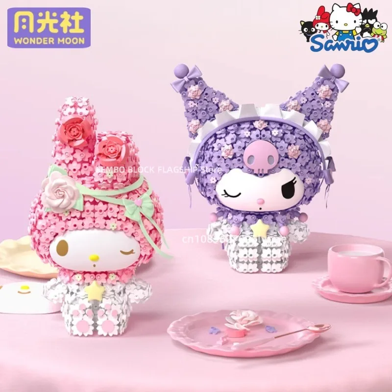 

Sanrio assembled building blocks Kuromi My Melody flower cluster toy animation model Kawaii desktop ornaments holiday gifts