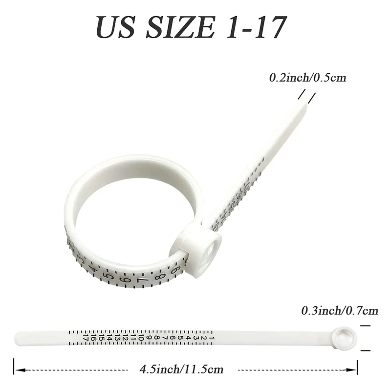 2 Piece Ring Sizing Tool Set Reusable Finger Sizing 1-17 US Ring Sizing Gauge Black And White