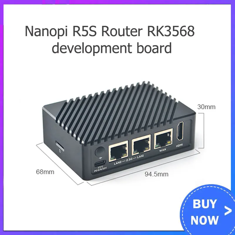 

NanoPi R5S Rockchip RK3568 2 4 GB RAM Dual 2.5G+ Gigabit Mini Router With CNC Metal Case