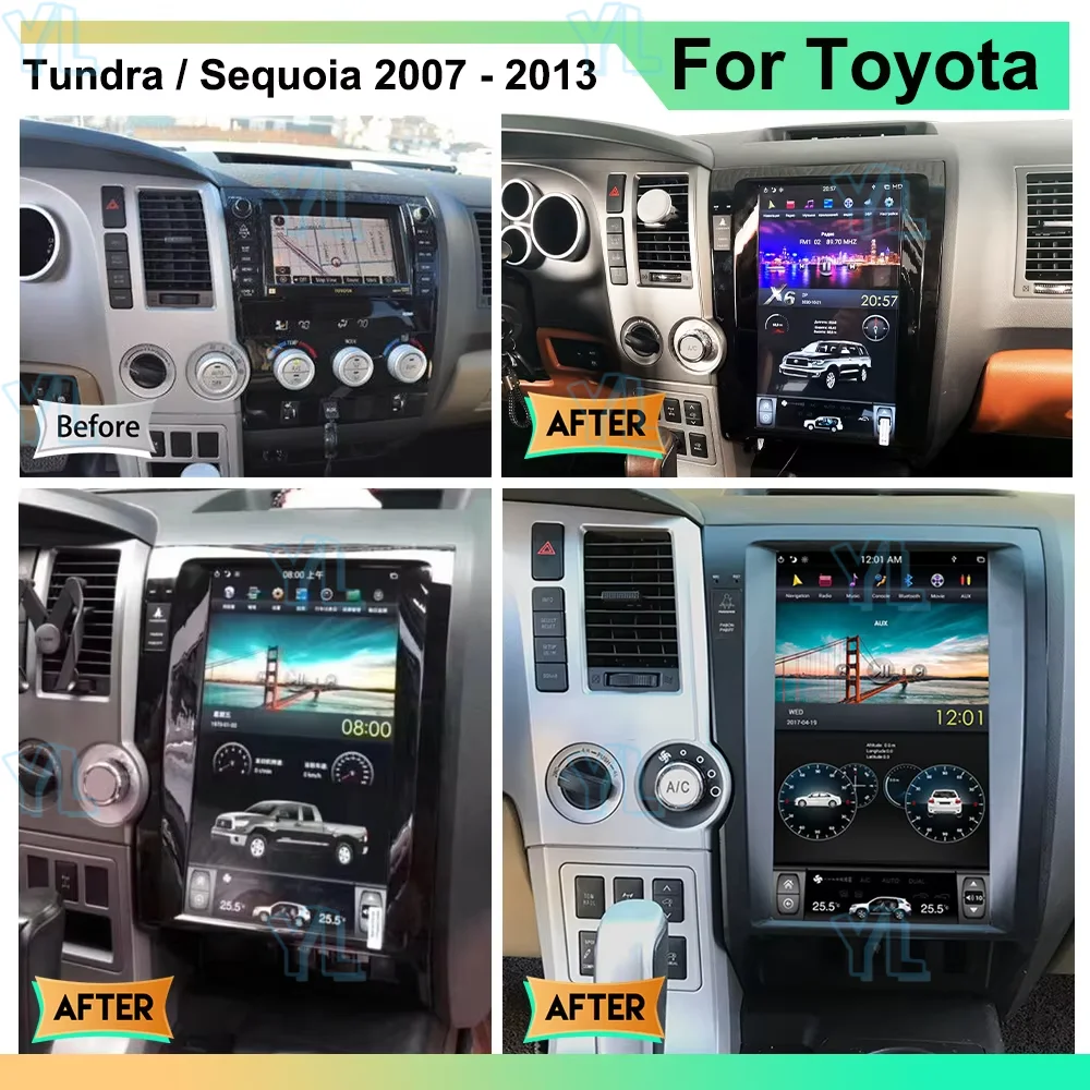 13.6inch Android13 car Radio multimedia player For TOYOTA Tundra Sequoia 2007-2014 car stereo autoradio Touch screen Unit BT 5.0