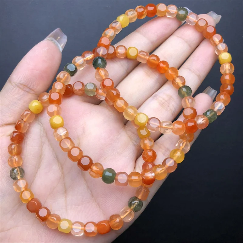 5MM Natural Colored Rabbit Hair Quartz Bracelet Women Fashion Elegant Healing Fengshui Strand Wristband Gift 1PCS