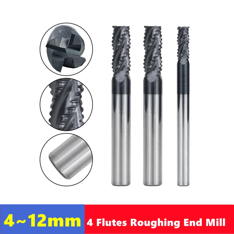 HRC55 4-blade rough machining end mill 4-12mm hard alloy milling cutter for metal milling cutter CNC machine tool drill bits