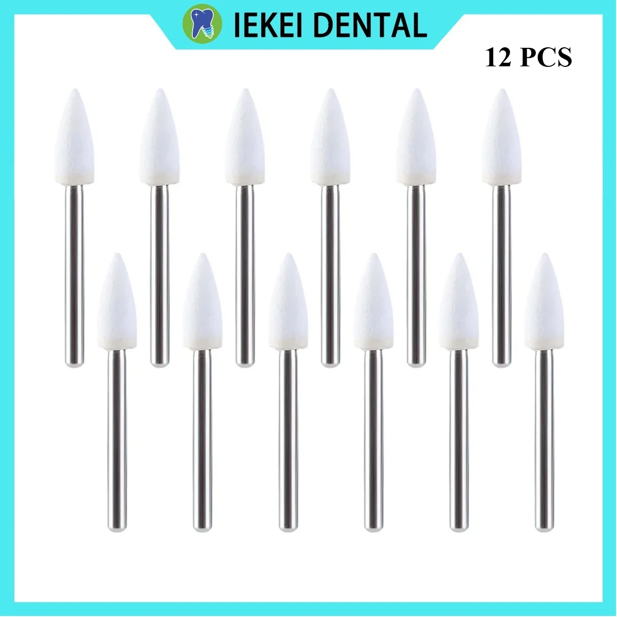 

12 шт./кор., стоматологические полировальные боры из белого камня FG, конусные/пламенные/круглые абразивные боры, подходят для высокоскоростного наконечника 1,6 мм