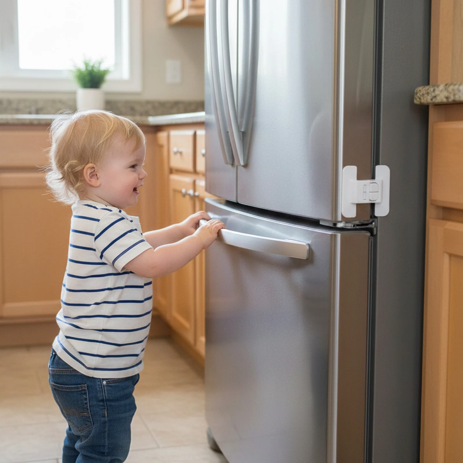 

Refrigerator Door Auto Lock No Drilling Safety Anti-Open Drawer Closer For Baby Children