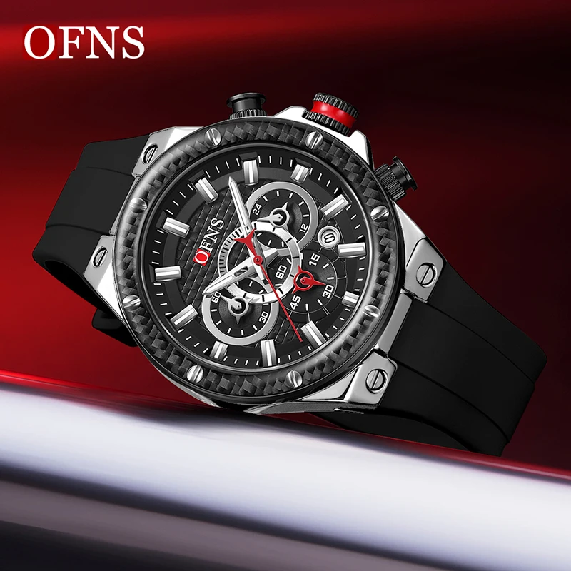 OFNS Top Brand Quartz  Men\'s Watch Casual Sports Waterproof Luminous Automatic Date Multifunction Fashion Trend Watches New Hot