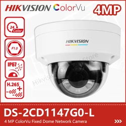 Hikvision 4MP Full Color Dome Network IP Camera ColorVu DS-2CD1147G0-L IP67 Outdoor 2K Segurança CCTV F1.0 Abertura IR 30m H.265 +