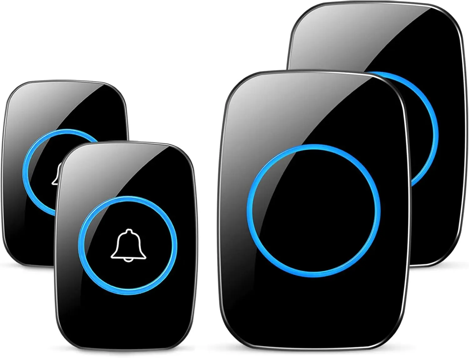 Waterproof Door Bell Kit, Distinguish Front and Rear Doors, Over 1000 Feet Range and 60 Chime Wireless Doorbell for Smarthome