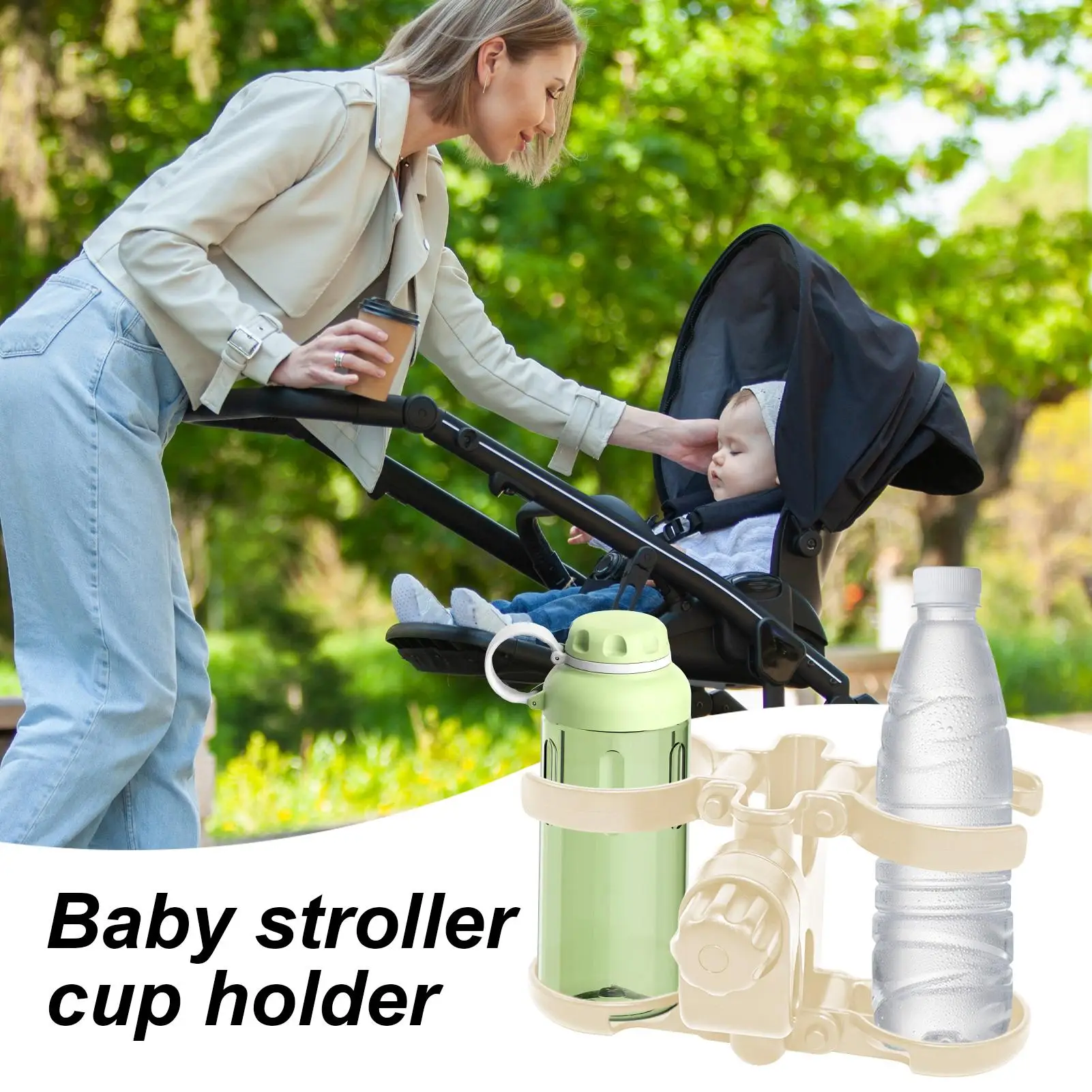 

Wheelchair Cup Holder Pushchair Drink Holder for Kids Non-Slip Stroller Milk Bottle Phone Stand for Bike Pushchair Gym Beach