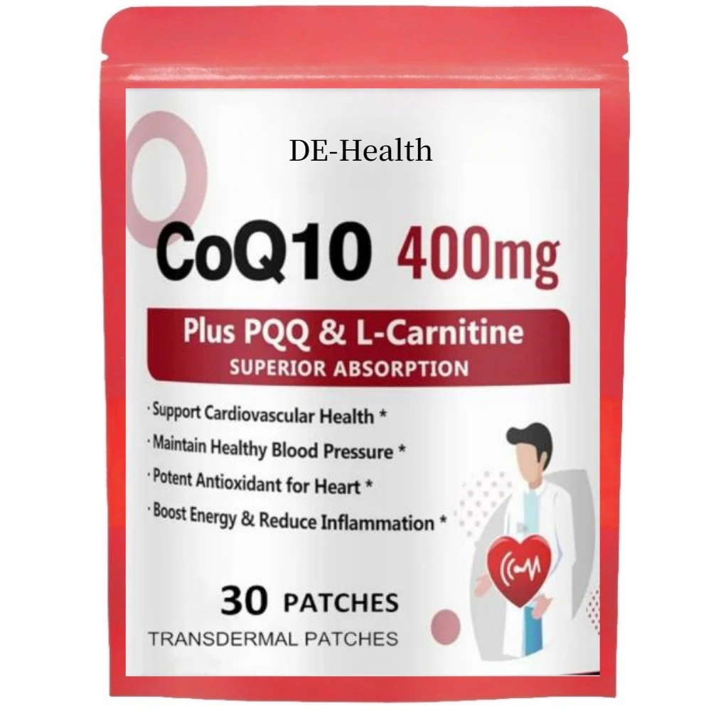 30 Patches CoQ10 Transdermal Patches with PQQ, Supports Heart, Brain, Immune System, Energy