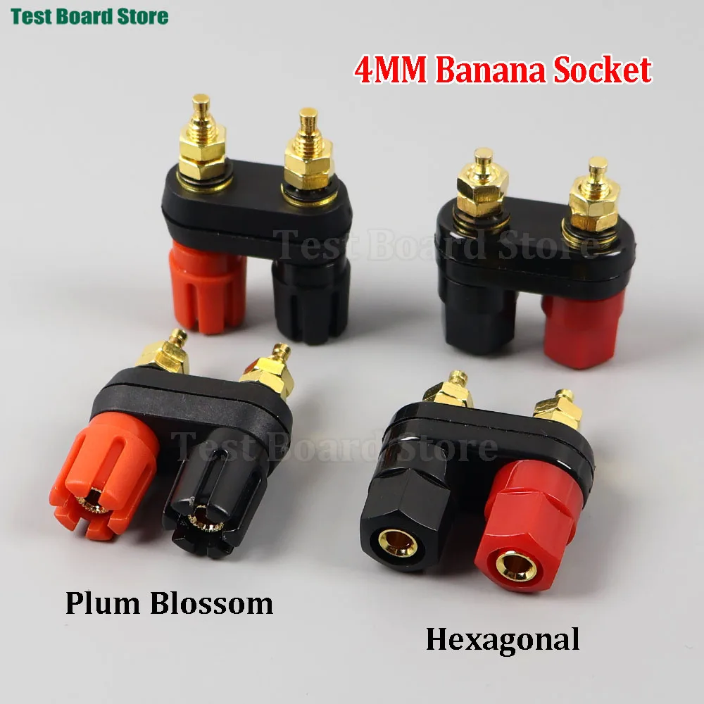 1PC 4MM Banana Plug Hexagon/Plum Blossom Couple Terminal Red Black Connector Amplifier Terminal Binding Post Banana Speaker Plug