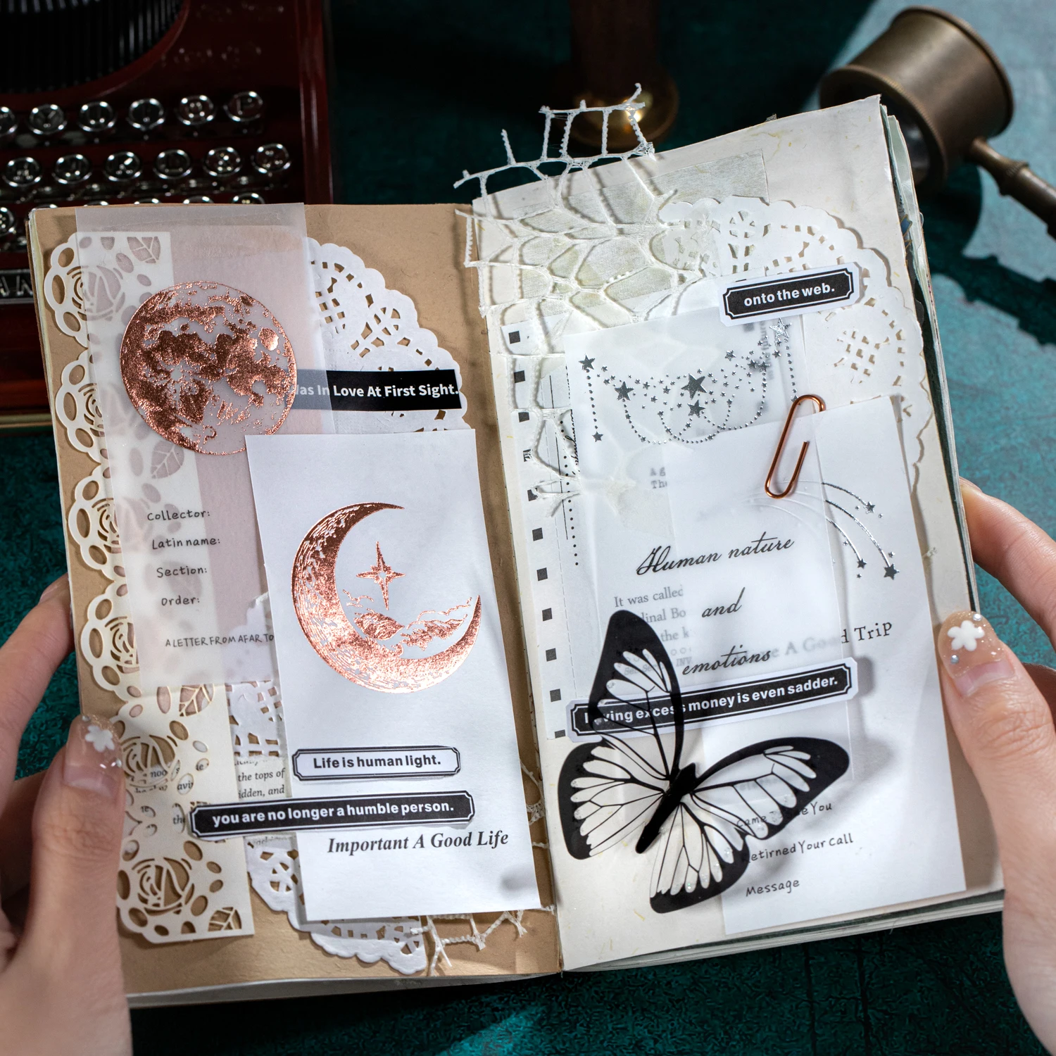 Moonlight Message Series Vintage Schneeflocke Feder Landschaft Notizblock Kreatives DIY Junk Journal Material Collage Briefpapier