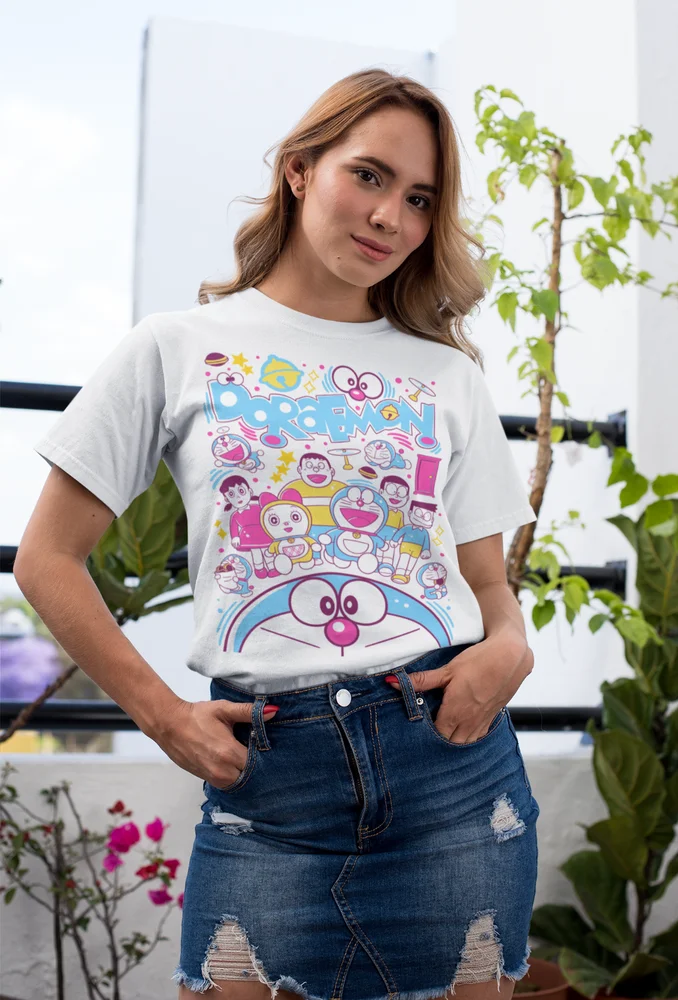 Camisas de Anime Doraemon Nobi Shizuka Gian Dorami Suneo, regalos para niñas, en todos los tamaños