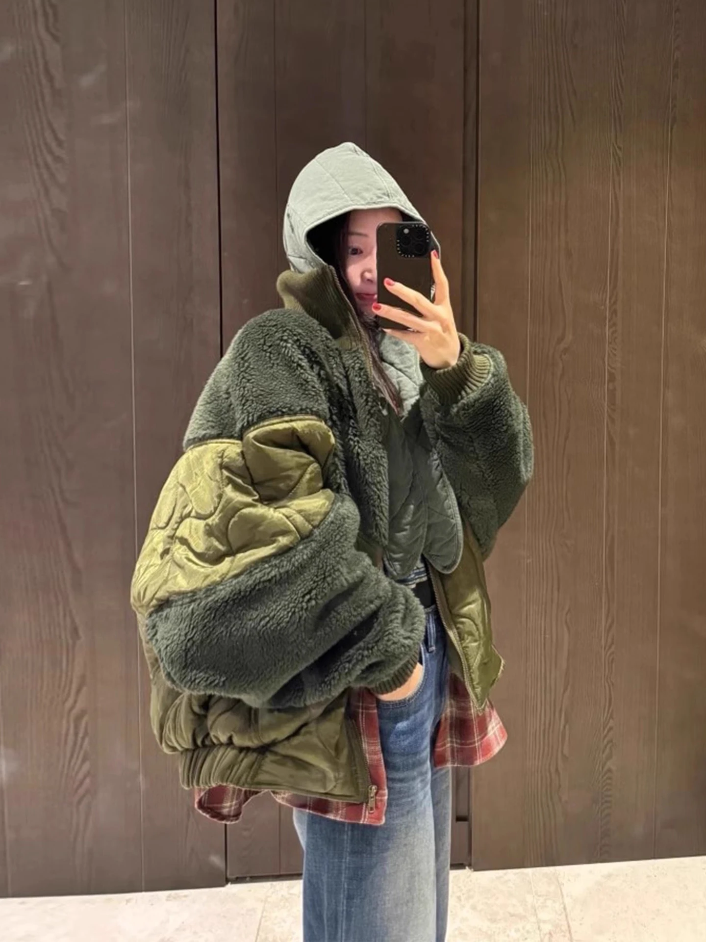 

Retro Heavyweight Color Blo Lamb Fur Cotton Jaet Women's Winter Loose Versatile Wave Eming Warm Cotton Coat