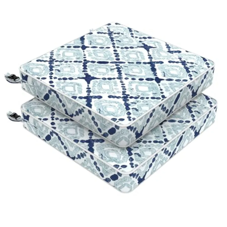 Patio Chair Cushions, Water-Repellent Outdoor Seat Cushions for Patio Furniture, Square Chair Pads with Ties for Home Garden De