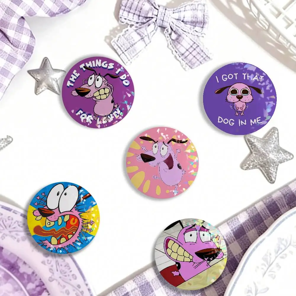 Badge laser amusant « Courage le Cachemireux » – Broches créatives pour sacs à dos, accessoires parfaits pour offrir en cadeau à vos amis et enfants