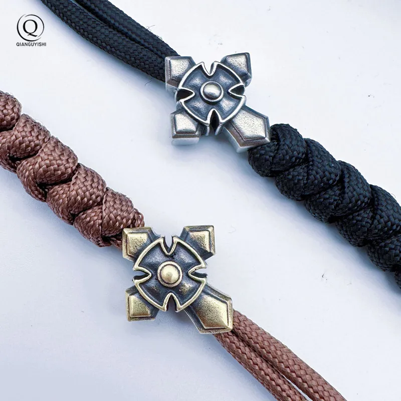 Brass Cross Legion Knife Beads Lanyard Pendants Jewelry EDC Outdoor Tool Umbrella Rope Hangings DIY Paracord Charms Accessories