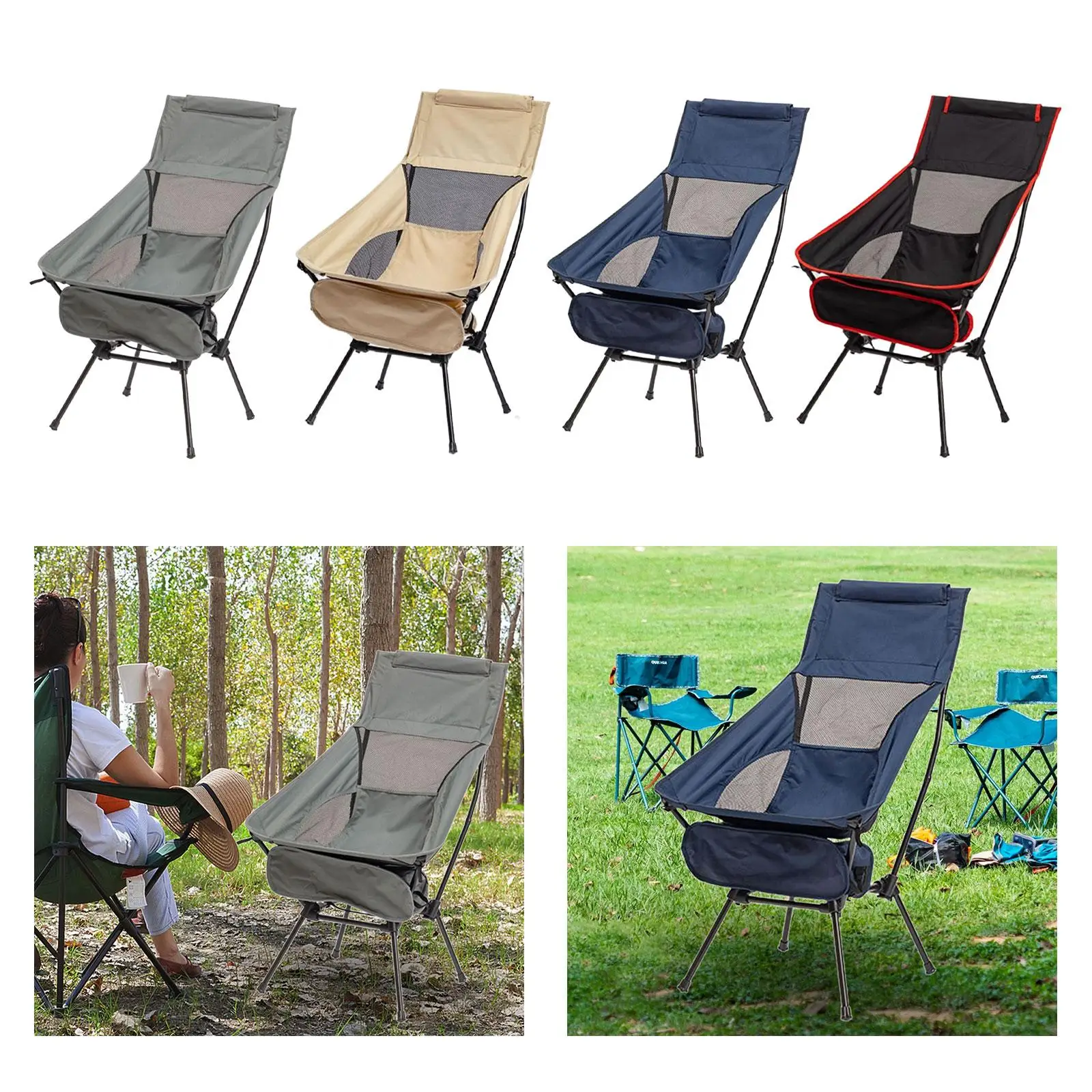 Folding Camping Chair Telescopic Chair High Back Hammock Rocking Chair Portable