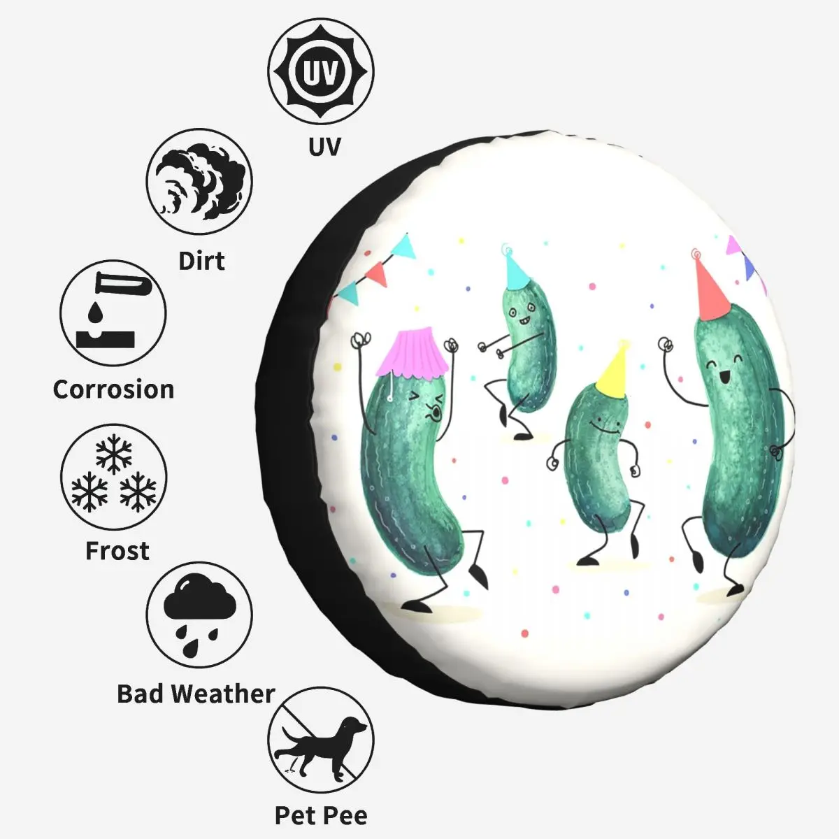 Изготовленный на заказ чехол для запасного колеса Pickle Party для Jeep SUV RV 4WD Mitsubishi 4x4, защитные чехлы для колес 14 дюймов, 15 дюймов, 16 дюймов, 17 дюймов