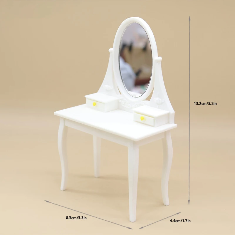 Tocador blanco para casa de muñecas, Mini casa de muñecas de simulación, decoración de escena de estar, accesorios de modelo, 1/12, 1 ud.