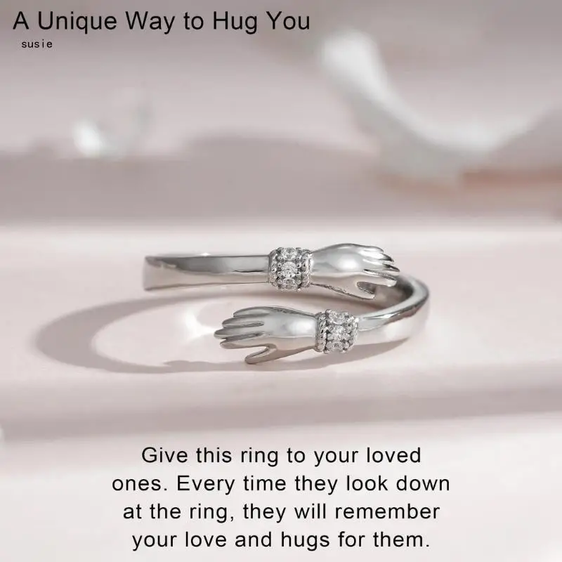 Women Temperament Personality Creative-Love Hug Ring for Lover Daughter Jewelry