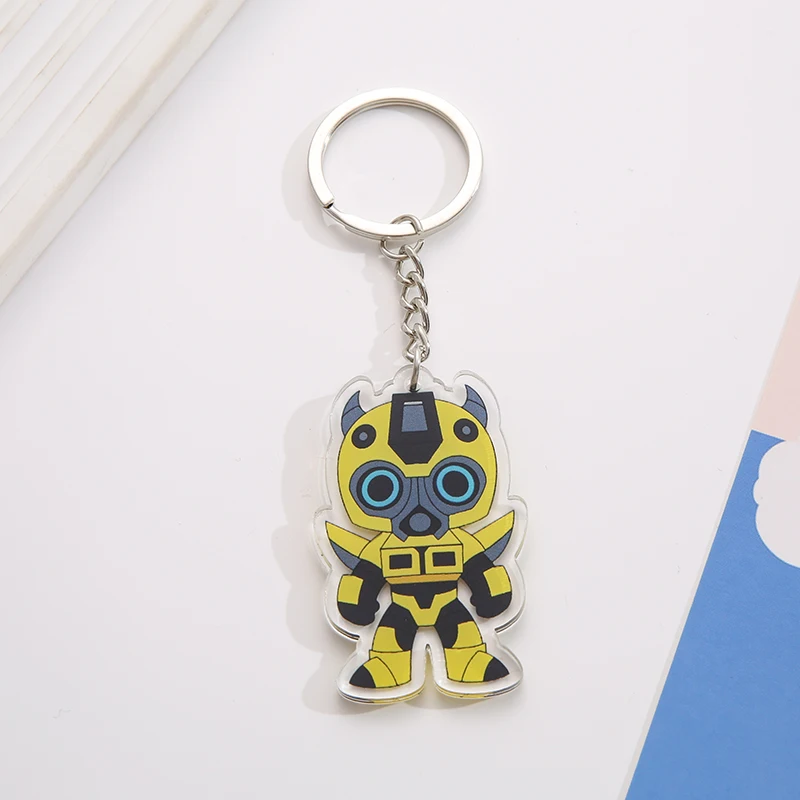 New Creative Cartoon Movie Robet Key Chains Acrylic Transformer Car Key Chain Kids Bag Pendant Keyring Friends Gift Charms